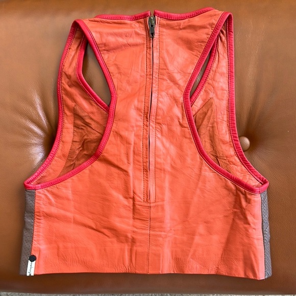 One Teaspoon Brown and Red Leather Women’s Top NWT - Picture 3 of 4